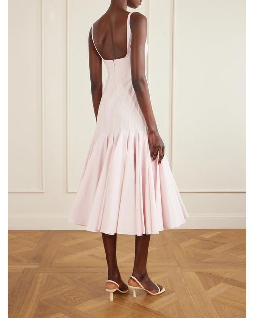 Jacquemus Pink Agave Paneled Pleated Cotton-Poplin Midi Dress