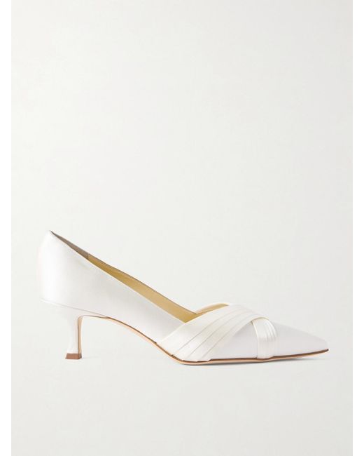 Manolo Blahnik Natural Vieralo 50 Satin Pumps