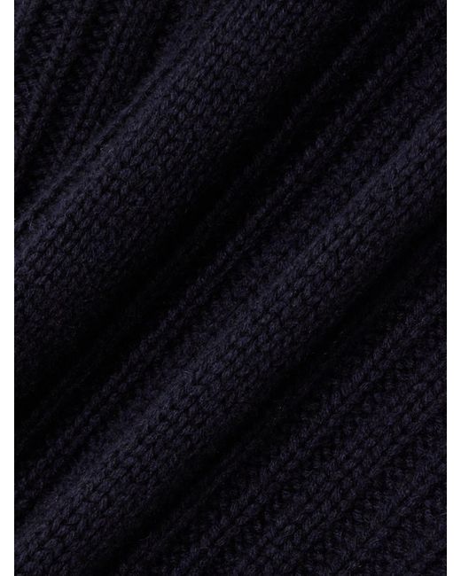 Max Mara Blue Vitalba Ribbed Wool And Cashmere-Blend Turtleneck Sweater