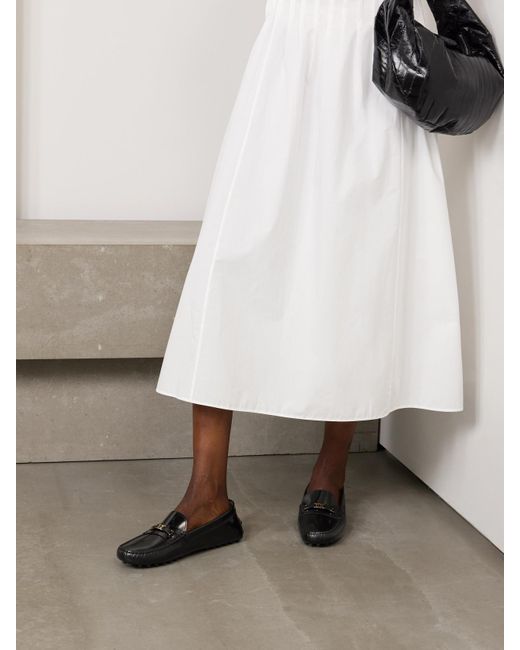 Tod's Black Gommino Embellished Patent-Leather Loafers