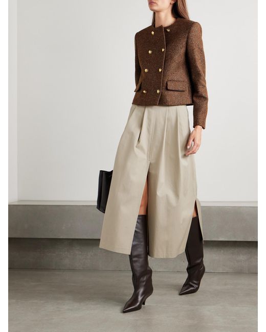 Altuzarra Natural Mack Pleated Cotton-Twill Maxi Skirt