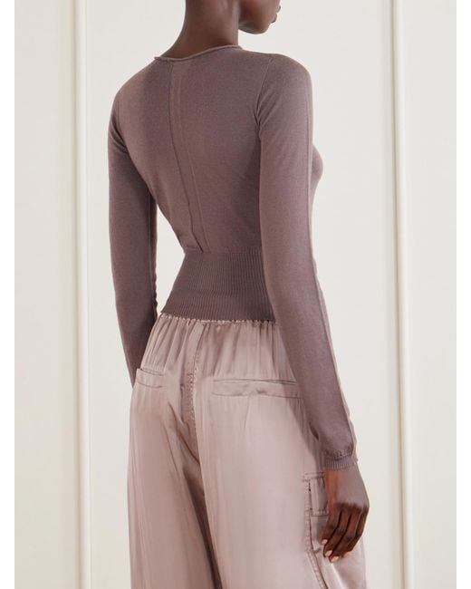 Rick Owens Brown Cropped Cut-Out Virgin Wool Sweater