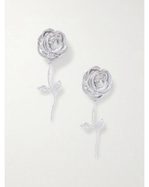 Magda Butrym White Rhodium-Plated Earrings