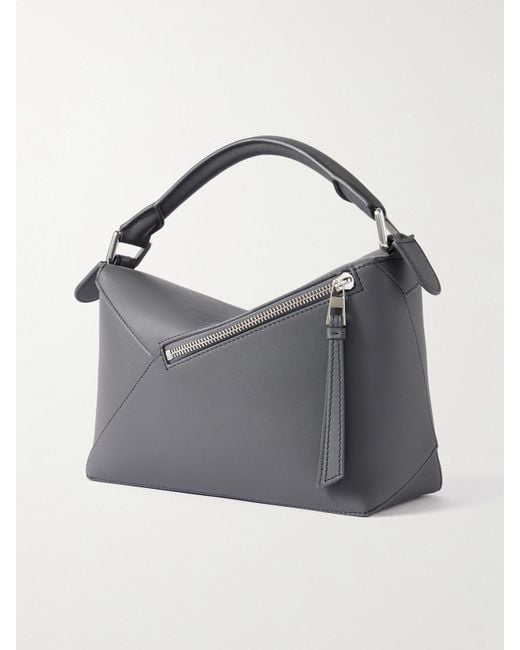 Loewe Gray Puzzle Edge Small Leather Shoulder Bag