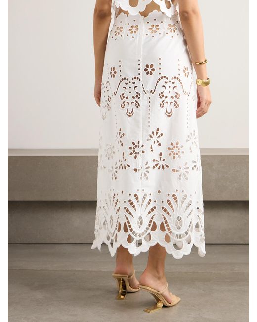 Dolce & Gabbana White Maxirock Aus Popeline Aus Einer Baumwollmischung Mit Lochstickerei