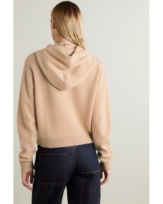 The Elder Statesman Natural Cropped Cashmere Hoodie