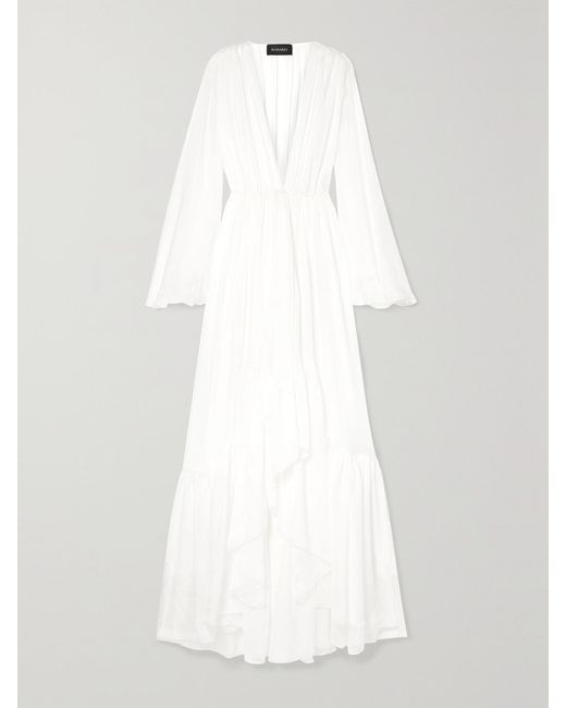 Rasario White Ruffled Silk-chiffon Jacket