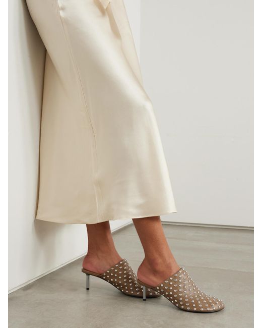 Jil Sander Brown Studded Leather Mules