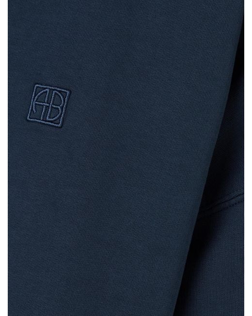 Anine Bing Blue Miles Embroidered Cotton-Jersey Sweatshirt