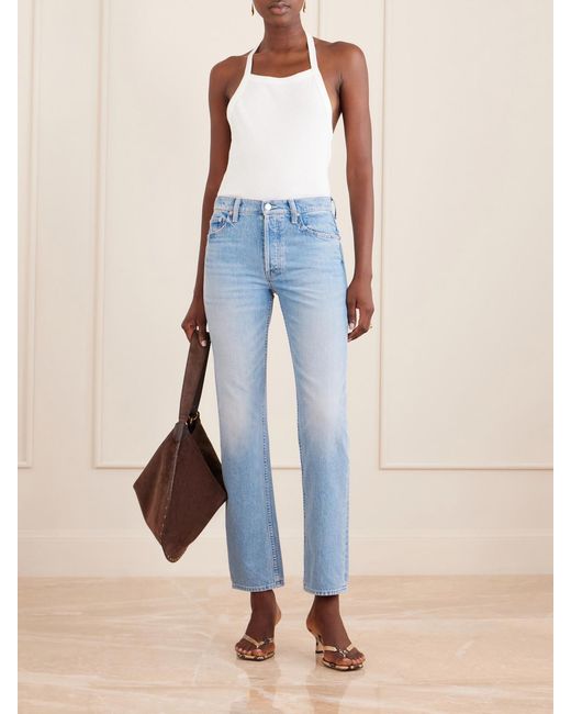 Mother Blue The Tomcat Skimp High-Rise Straight-Leg Jeans