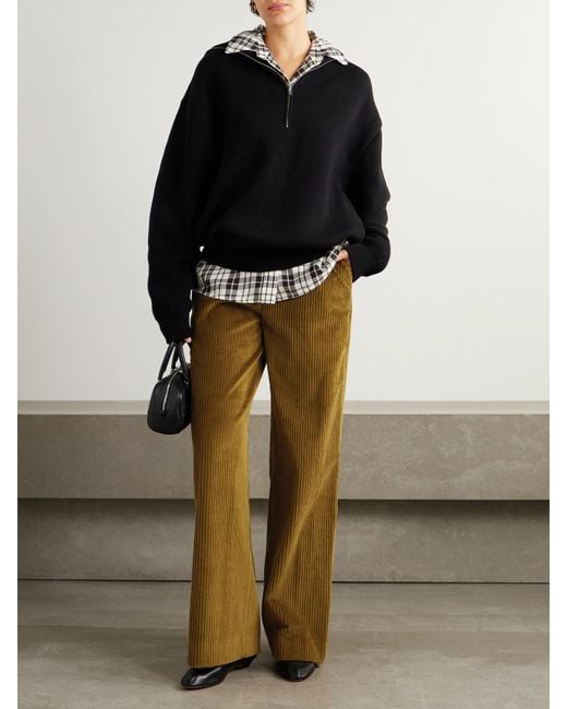 Proenza Schouler Green Lidie Cotton-Corduroy Wide-Leg Pants