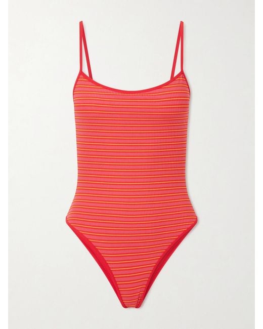 Lido Red Trentasei Striped One-Piece Swimsuit