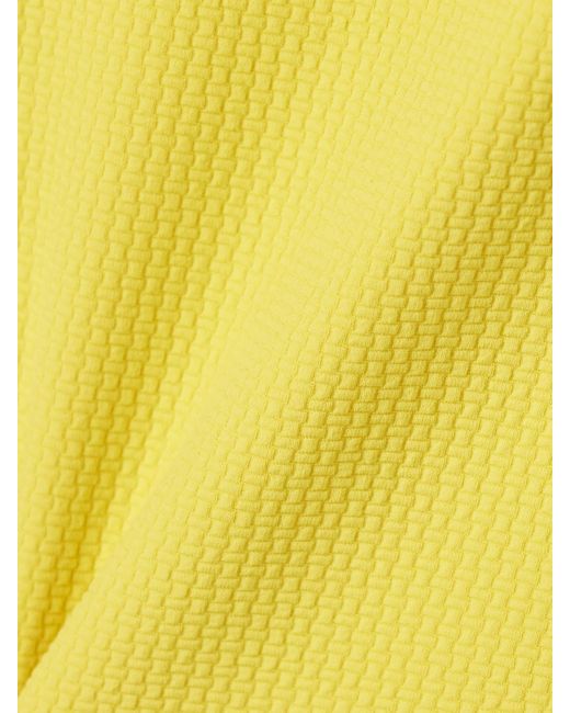 Marysia Swim Yellow Santa Barbara One-Shoulder Scalloped Seersucker Swimsuit