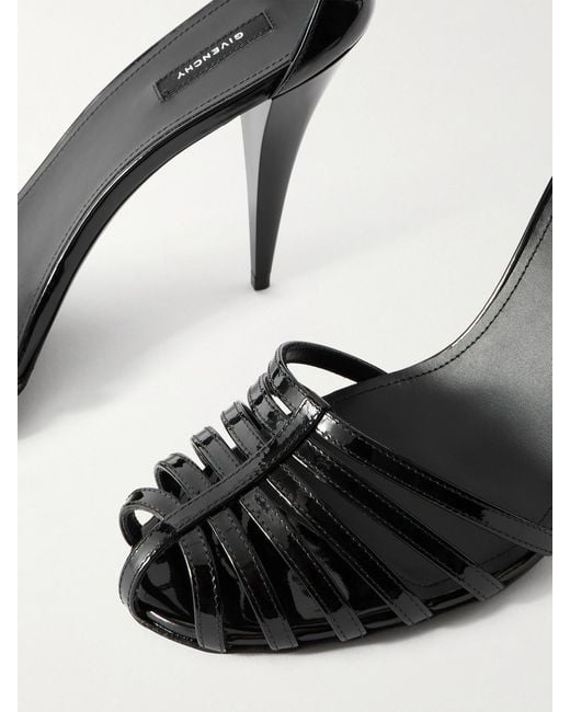 Givenchy Black Cage Patent-Leather Sandals