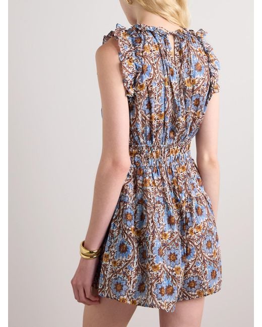 Ulla Johnson Multicolor Orla Gathered Ruffled Floral-Print Cotton-Blend Voile Playsuit