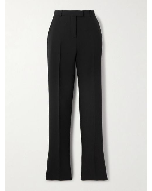 Alexander McQueen Black Wool-Blend Crepe Straight-Leg Pants