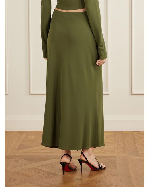 Violante Nessi Green Rebecca Satin Midi Skirt