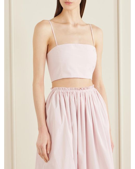 Gabriela Hearst Pink Nadir Cropped Cotton-Poplin Top