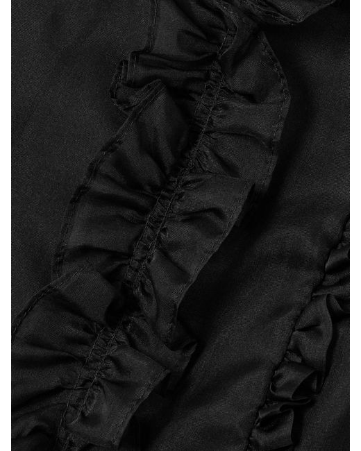 CECILIE BAHNSEN Black Ocean Ruffled Silk-Organza Midi Skirt