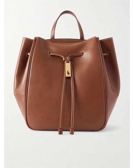 Polo Ralph Lauren Brown Polo Id Leather Backpack