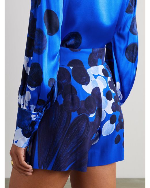 Themis Z Blue Nefeli Floral-Print Crepe Shorts