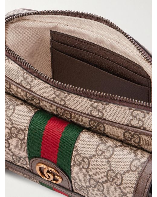 Gucci Natural Ophidia Mini Leather-Trimmed Printed Coated-Canvas Messenger Bag