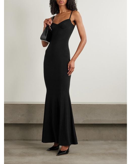 Norma Kamali Black Maxikleid Aus Stretch-Jersey