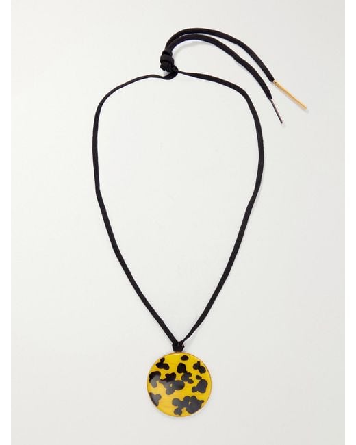 Dries Van Noten Metallic Tone, Enamel And Cord Necklace
