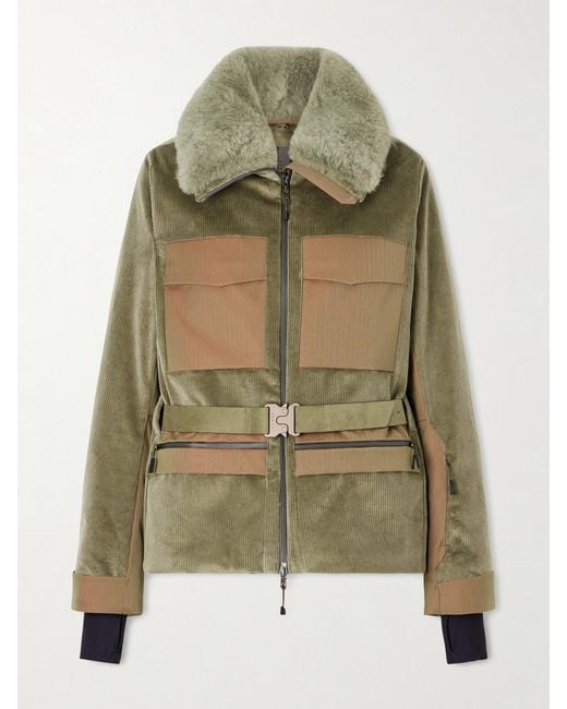 Sease Green Altai Plush-Trimmed Cotton-Blend Corduroy Down Ski Jacket