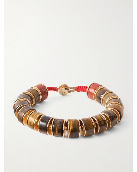 Roxanne Assoulin Pink The Stone Slide-Tone And Tiger's Eye Beaded Bracelet