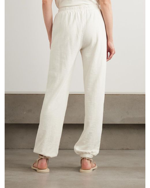 ÉTERNE White Vinny Embroidered Tapered Cotton-Jersey Track Pants