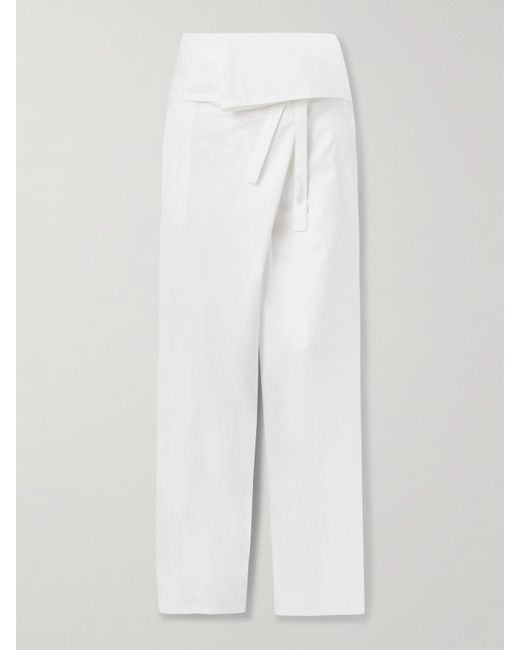 Wardrobe NYC White Fischerhose Mit Weitem Bein Aus Baumwolle Mit Schnürung