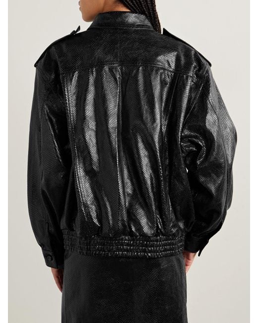 Blazé Milano Black Charlie Jacke Aus Leder Mit Schlangeneffekt