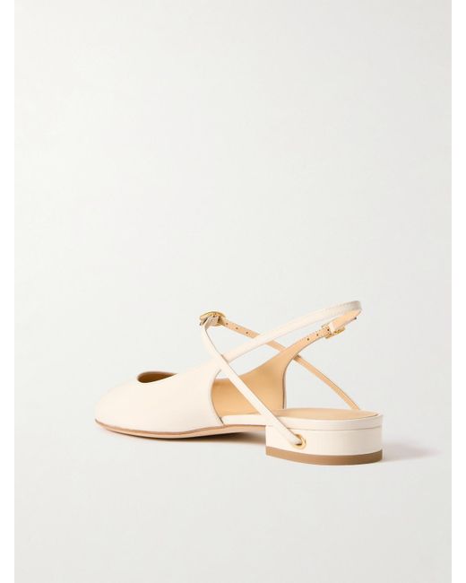 JENNIFER CHAMANDI Natural Mattia 20 Patent-Leather Slingback Flats