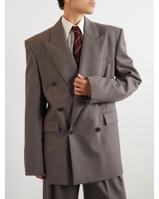Saint Laurent Gray Doppelreihiger Blazer Aus Wolle