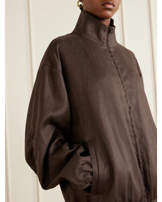 Ssstein Brown Gathered Linen Jacket