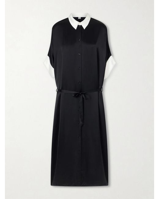 Totême Black Satin Maxi Shirt Dress