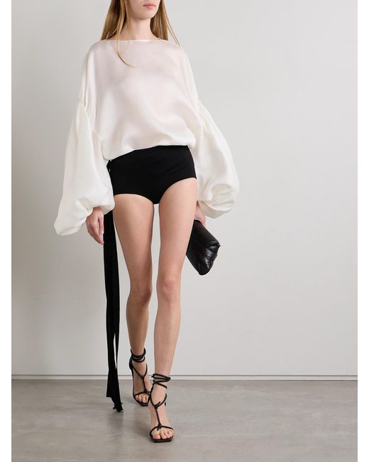Ann Demeulemeester Black Xana Buckled Fringed Stretch-Crepe Shorts
