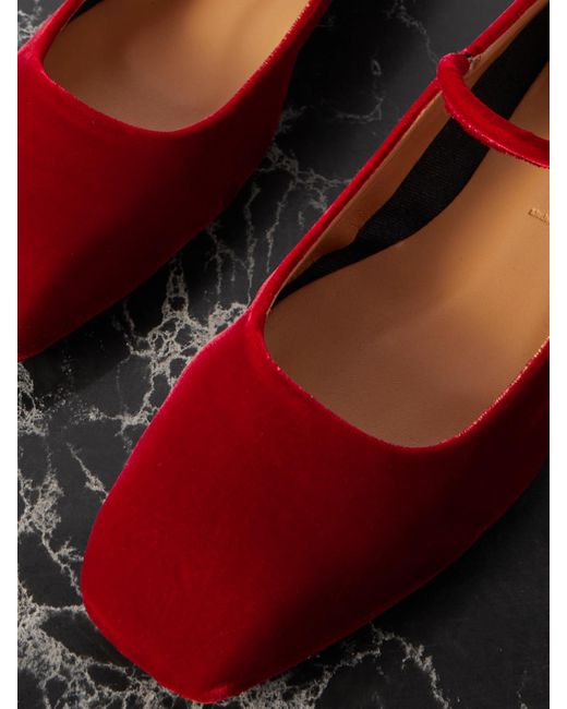 Aeyde Red Uma Velvet Mary Jane Ballet Flats