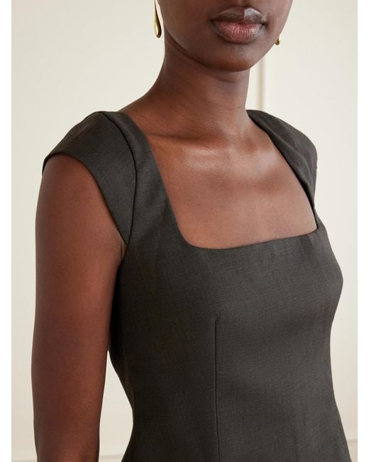 St. Agni Black Open-Back Wool-Blend Blouse