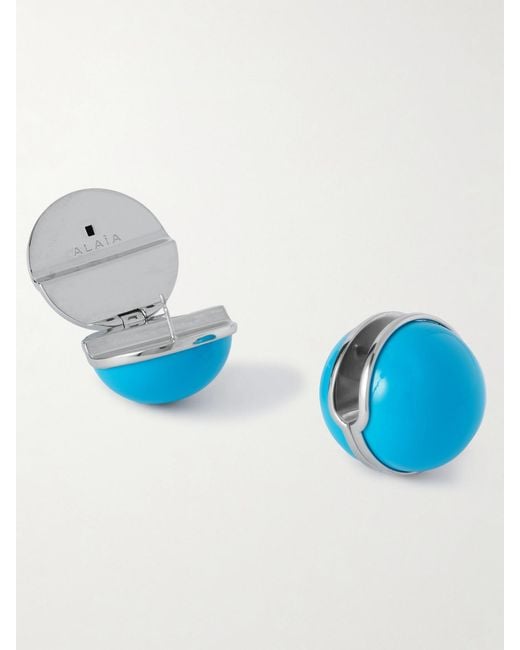 Alaïa Blue Sphere-Tone And Enamel Earrings
