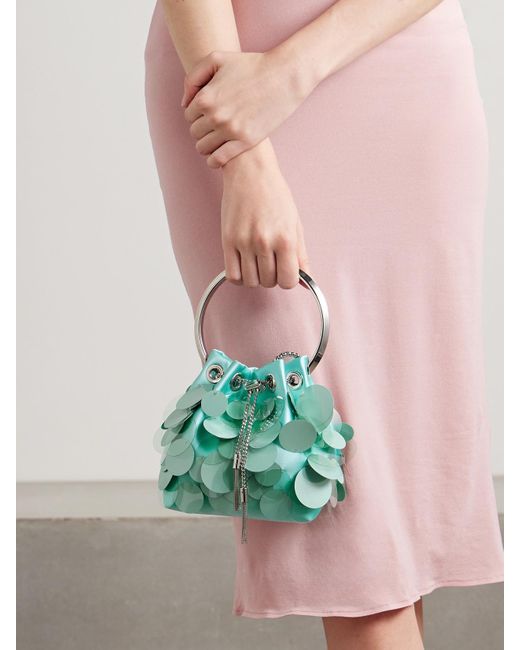 Sac Seau En Satin À Sequins Bon Bon Jimmy Choo en coloris Green