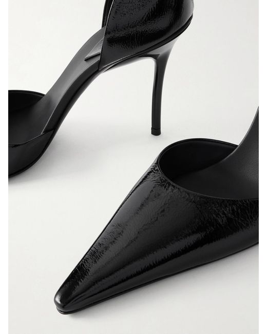 Alaïa White D'Orsay 90 Glossed Textured-Leather Pumps