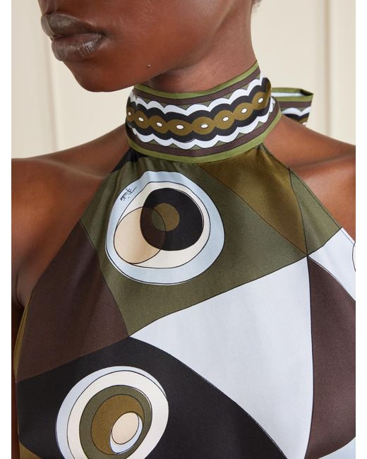 Emilio Pucci White Printed Silk-Twill Top