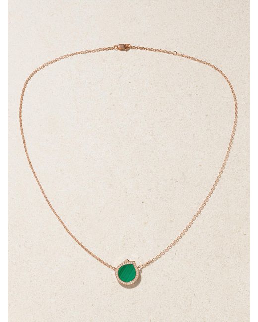 Repossi Natural Antifer 18-Karat Rose, Malachite And Diamond Necklace