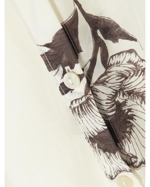 Alix Of Bohemia Natural Kiki Obsidian Poppy Floral-Print Cotton And Silk-Blend Shirt