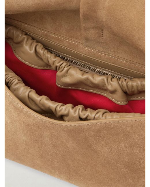 Christian Louboutin Natural Baggy Small Logo-Debossed Suede Shoulder Bag