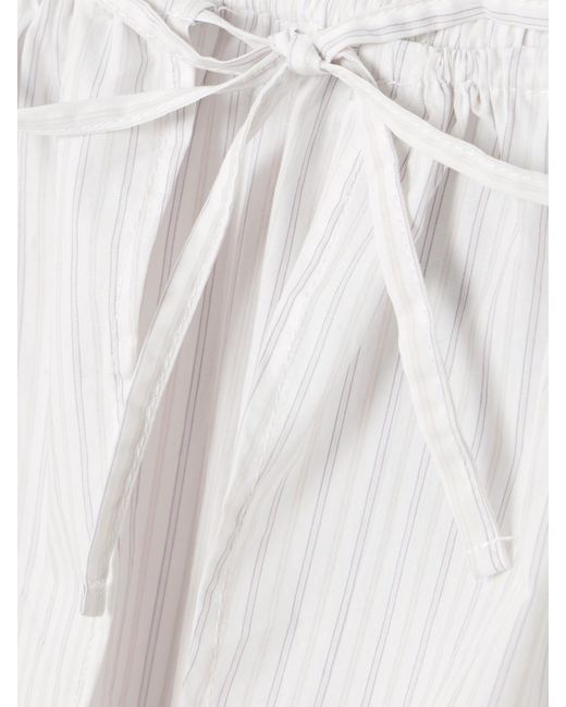 Deiji Studios White Shorts Aus Gestreifter Biobaumwollpopeline Mit Wickeleffekt