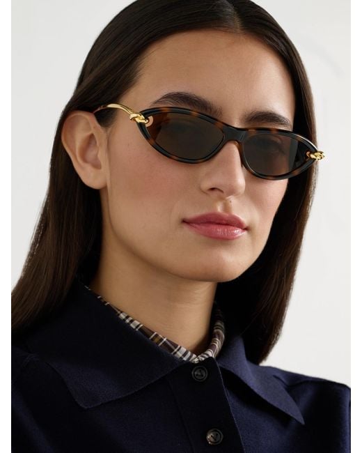 Bottega Veneta Multicolor New Knot Cat-Eye Acetate And-Tone Sunglasses