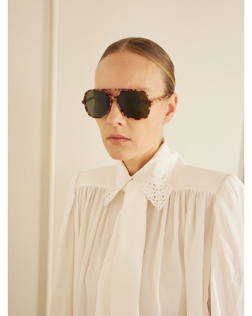 Chloé Green Judy Aviator-Style Acetate And-Tone Sunglasses